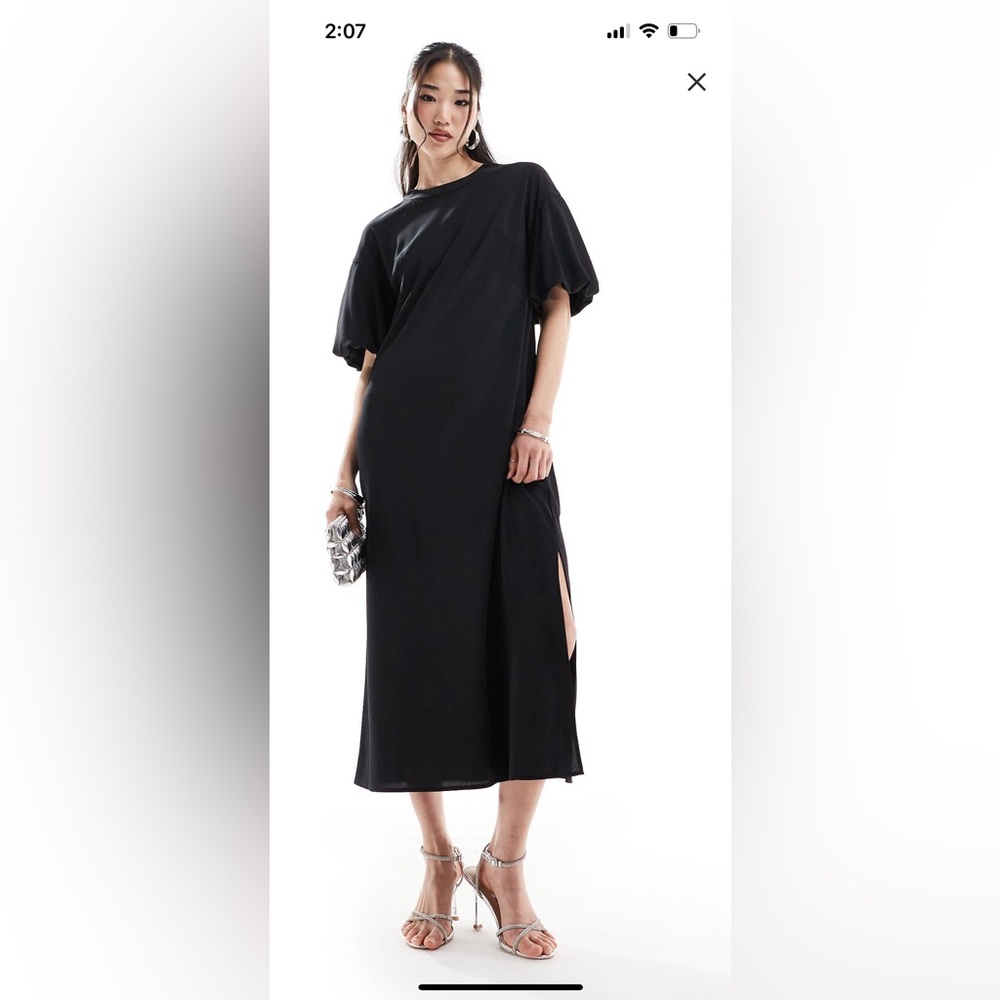 ASOS puff sleeve t-shirt midi dress